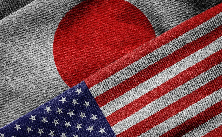 US and japan flags