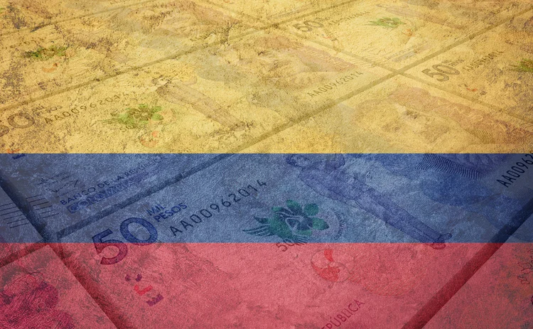Colombia flag and pesos