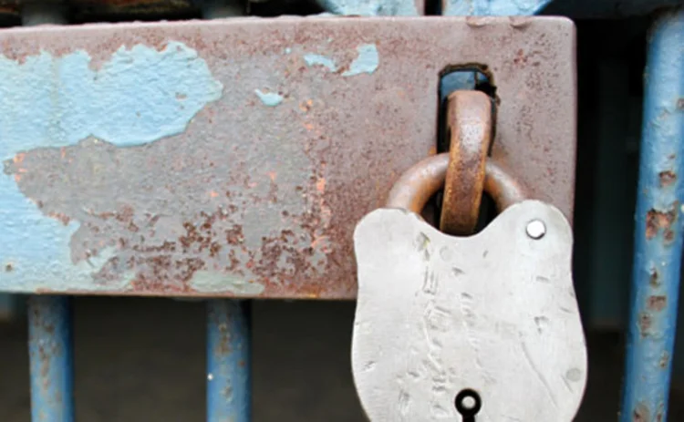 A rusty padlock