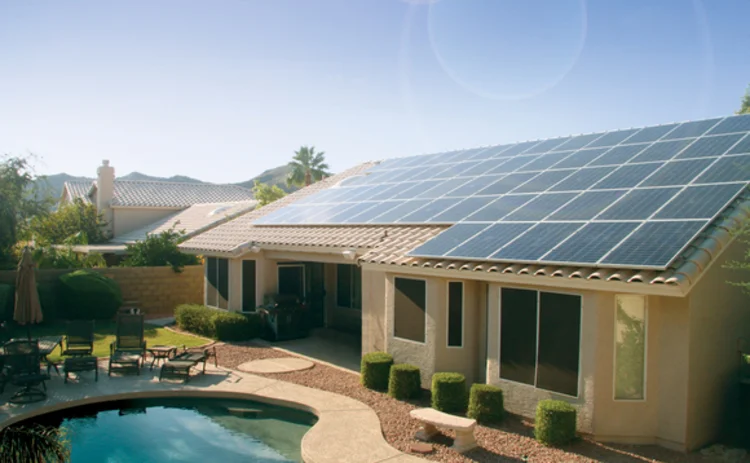 A home in Phoenix Arizona with SolarCity solar panel array
